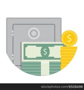 Deposit savings icon. Money cash investment, banknote and coins. Vector illustration. Deposit savings icon