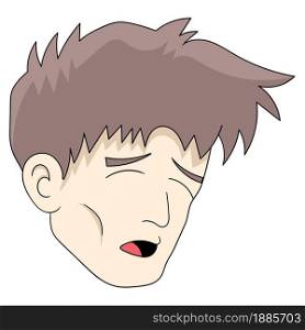 depressed face loser young man head emoticon. vector design illustration art