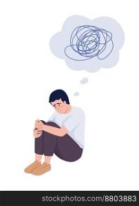Depressed man semi flat color vector character. Editable figure. Full body person on white. Male sadness. Emotional frustration simple cartoon style illustration for web graphic design and animation. Depressed man semi flat color vector character