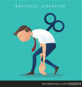 depression businessmen, Businessmen with wind-up key illustration vector