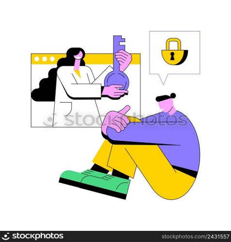 Depression counseling abstract concept vector illustration. Professional medical consultation, depression symptoms, treatment, psychiatrist counseling, mental health condition abstract metaphor.. Depression counseling abstract concept vector illustration.