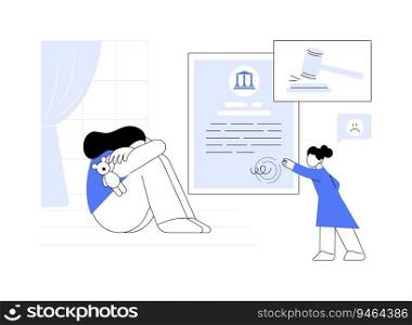 Deprivation of parental rights abstract concept vector illustration. Stressed mother deprived of parental rights, government problems solution, bureaucracy sector, child custody abstract metaphor.. Deprivation of parental rights abstract concept vector illustration.