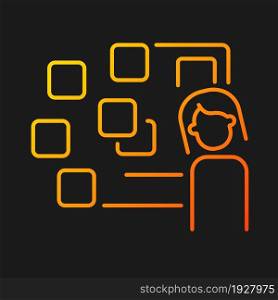 Derealization gradient vector icon for dark theme. Symptom of panic attack. Depersonalization and detachment. Thin line color symbol. Modern style pictogram. Vector isolated outline drawing. Derealization gradient vector icon for dark theme