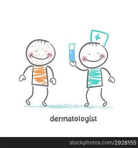 dermatologist giving medicine patient