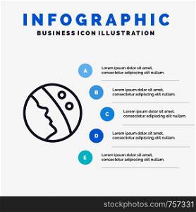 Dermatology, Dry Skin, Skin, Skin Care Line icon with 5 steps presentation infographics Background