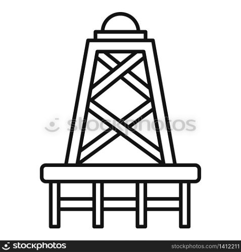 Derrick tower icon. Outline derrick tower vector icon for web design isolated on white background. Derrick tower icon, outline style