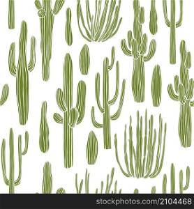 Desert cacti. Vector seamless pattern