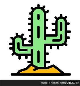 Desert cactus icon. Outline desert cactus vector icon color flat isolated. Desert cactus icon color outline vector
