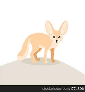 Desert fox fennec, cute and careful, vector illustration