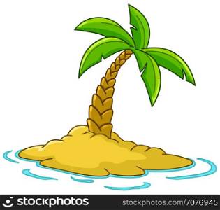 Desert island with palm tree
