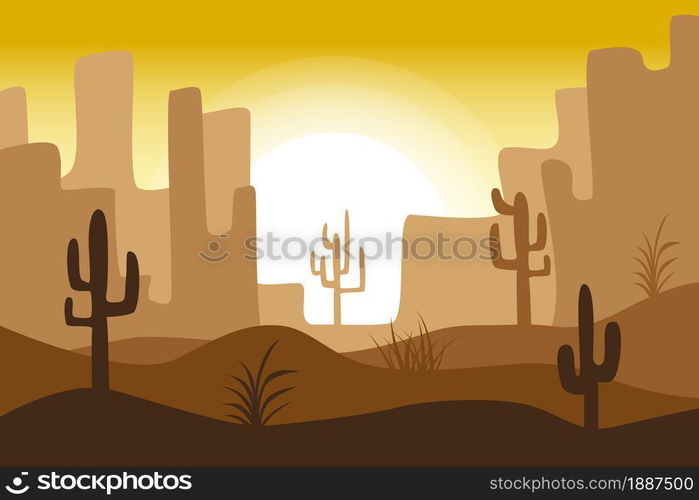 Desert landscape background vector illustration.