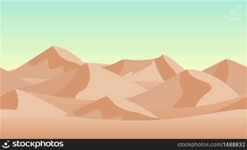 Desert landscape background. with sand dunes. Horizontally seamless, can be used in game asset. Vector Illustration