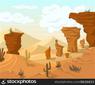 Desert landscape with cactuses vector image