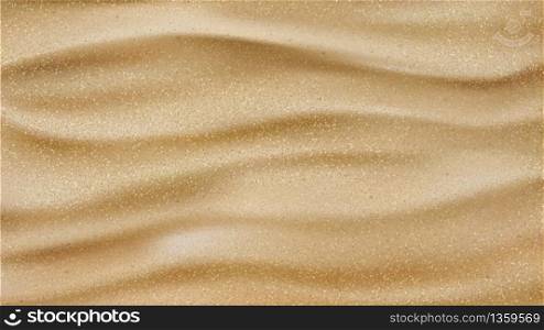 Desert Relief Sand With Waves Background Vector. Grainy Sand Dunes. Material Construction Purposes In Cement Or Concrete. Natural Sandy Wilderness Land Scape Pattern Template Realistic 3d Illustration. Desert Relief Sand With Waves Background Vector