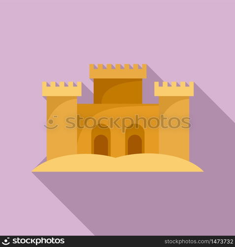 Desert sand castle icon. Flat illustration of desert sand castle vector icon for web design. Desert sand castle icon, flat style