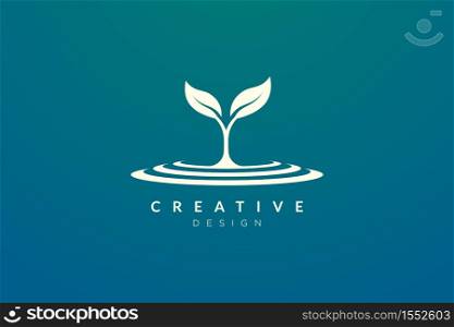 Design a combination of plant logo and puddle for spa, hotel, beauty, health, fashion, cosmetic, boutique, salon, yoga, therapy. Simple and modern vector design for your business brand or product