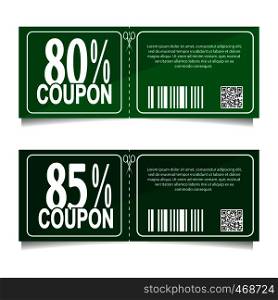 Design a coupon for 80 percent and 85 percent discount. Sale icon, shopping concept