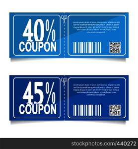 Design a coupon for a discount of 40 and 45 percent. Sale icon, shopping concept