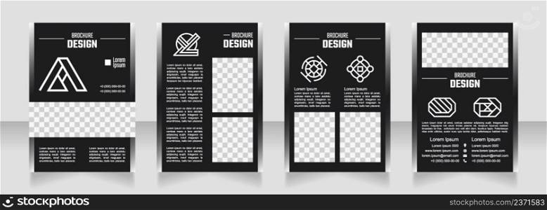 Design agency blank brochure design. Template set with copy space for text. Premade corporate reports collection. Editable 4 paper pages. Teco Light, Semibold, Arial Regular fonts used. Design agency blank brochure design