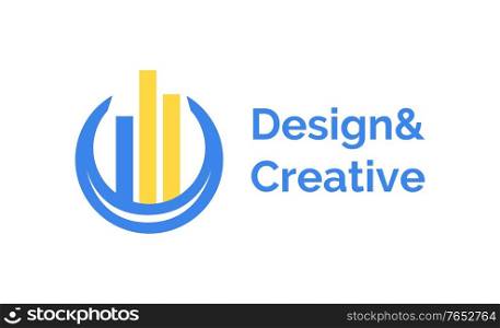 Design and creative logotype for company, round shape with colorful columns, idea of circle emblem, label template, geometric symbol of logo vector. Logotype Design and Creative, Company Logo Vector