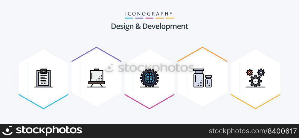 Design and Development 25 FilledLine icon pack including design. coding. development. programing. development