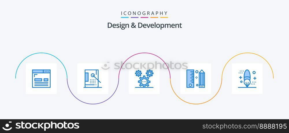 Design and Development Blue 5 Icon Pack Including development. coding. development. programing. development
