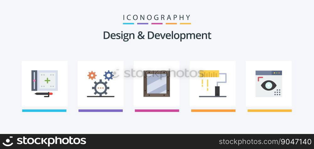 Design and Development Flat 5 Icon Pack Including development. coding. ideas. programing. design. Creative Icons Design