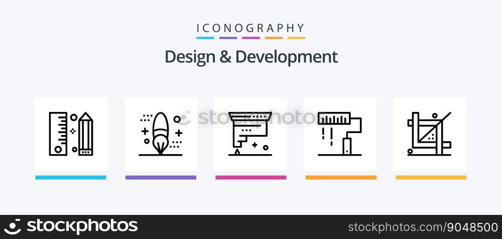 Design and Development Line 5 Icon Pack Including development. coding. design. programing. development. Creative Icons Design