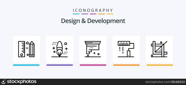 Design and Development Line 5 Icon Pack Including development. coding. design. programing. development. Creative Icons Design