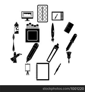 Design and drawing tools set. Simple illustration of 16 design and drawing tools vector icons for web. Design and drawing tools icons set, simple style