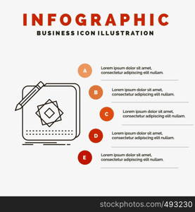 Design, App, Logo, Application, Design Infographics Template for Website and Presentation. Line Gray icon with Orange infographic style vector illustration. Vector EPS10 Abstract Template background
