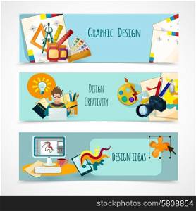 Design banners set with ideas graphic and creativity elements isolated vector illustration. Design Banners Set