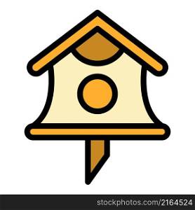 Design bird house icon. Outline design bird house vector icon color flat isolated. Design bird house icon color outline vector