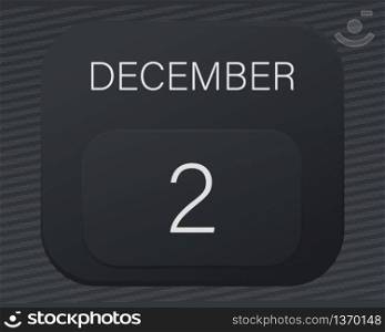 Design calendar 2021 year in trendy black style.Vector illustration symbol of a calendar.Stylish black gradient.Daily sign of the calendar for web site design,logo,app,UI/UX.Winter December 2