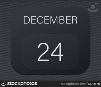 Design calendar 2021 year in trendy black style.Vector illustration symbol of a calendar.Stylish black gradient.Daily sign of the calendar for web site design,logo,app,UI/UX.Winter December 24
