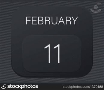 Design calendar 2021 year in trendy black style.Vector illustration symbol of a calendar.Stylish black gradient.Daily sign of the calendar for web site design,logo,app,UI/UX.Winter February 11