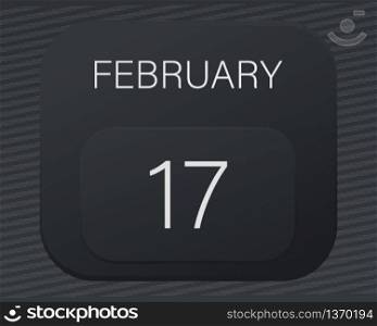 Design calendar 2021 year in trendy black style.Vector illustration symbol of a calendar.Stylish black gradient.Daily sign of the calendar for web site design,logo,app,UI/UX.Winter February 17