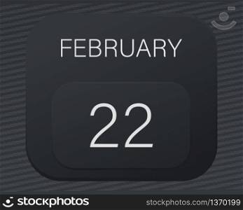 Design calendar 2021 year in trendy black style.Vector illustration symbol of a calendar.Stylish black gradient.Daily sign of the calendar for web site design,logo,app,UI/UX.Winter February 22