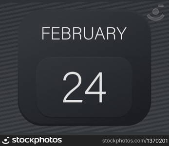 Design calendar 2021 year in trendy black style.Vector illustration symbol of a calendar.Stylish black gradient.Daily sign of the calendar for web site design,logo,app,UI/UX.Winter February 24