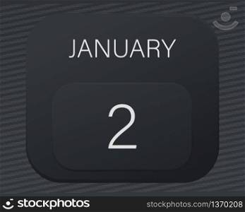 Design calendar 2021 year in trendy black style.Vector illustration symbol of a calendar.Stylish black gradient.Daily sign of the calendar for web site design,logo,app,UI/UX.Winter January 2