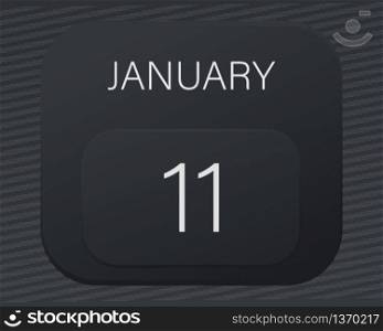 Design calendar 2021 year in trendy black style.Vector illustration symbol of a calendar.Stylish black gradient.Daily sign of the calendar for web site design,logo,app,UI/UX.Winter January 11