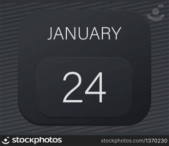 Design calendar 2021 year in trendy black style.Vector illustration symbol of a calendar.Stylish black gradient.Daily sign of the calendar for web site design,logo,app,UI/UX.Winter January 24