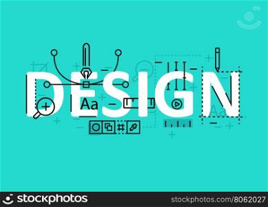 Design concept flat line design with icons and elements. Modern design concept vectors collection. Thin line flat design banners for website and mobile website, easy to use and highly customizable. Design concept lettering