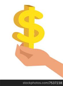 Design concept for Bank, money and investment graphic design. Hand holds profit money. Hand holds profit money