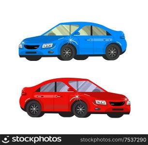design concept of choice and buying a car. Vector cool flat illustration isolated on white background.. design concept of choice and buying a car