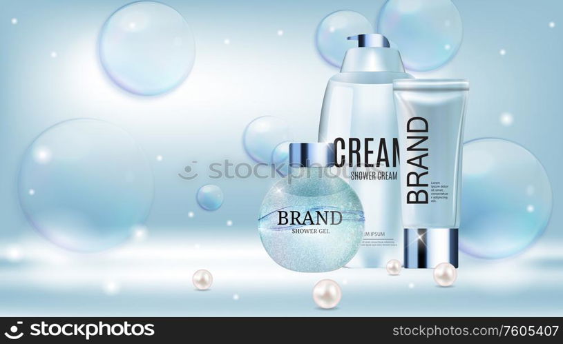 Design Cosmetics Product Template for Ads or Magazine Background. 3D Realistic Vector Iillustration. EPS10. Design Cosmetics Product Template for Ads or Magazine Background. 3D Realistic Vector Iillustration