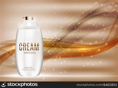 Design Cosmetics Product Template for Ads or Magazine Background. Shower Cream. 3D Realistic Vector Iillustration. EPS10. Design Cosmetics Product Template for Ads or Magazine Backgroun