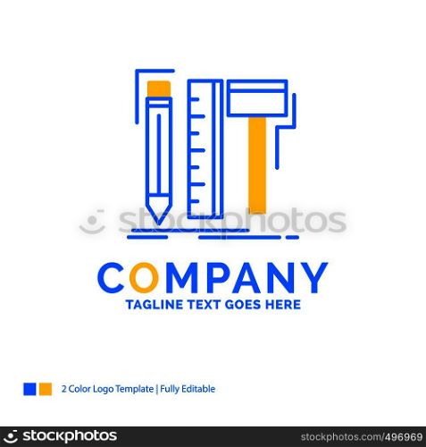 Design, designer, digital, tools, pencil Blue Yellow Business Logo template. Creative Design Template Place for Tagline.