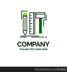 Design, designer, digital, tools, pencil Flat Business Logo template. Creative Green Brand Name Design.