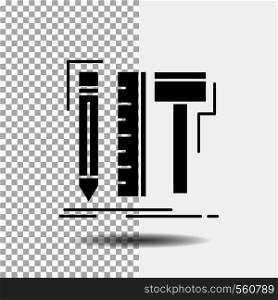 Design, designer, digital, tools, pencil Glyph Icon on Transparent Background. Black Icon. Vector EPS10 Abstract Template background